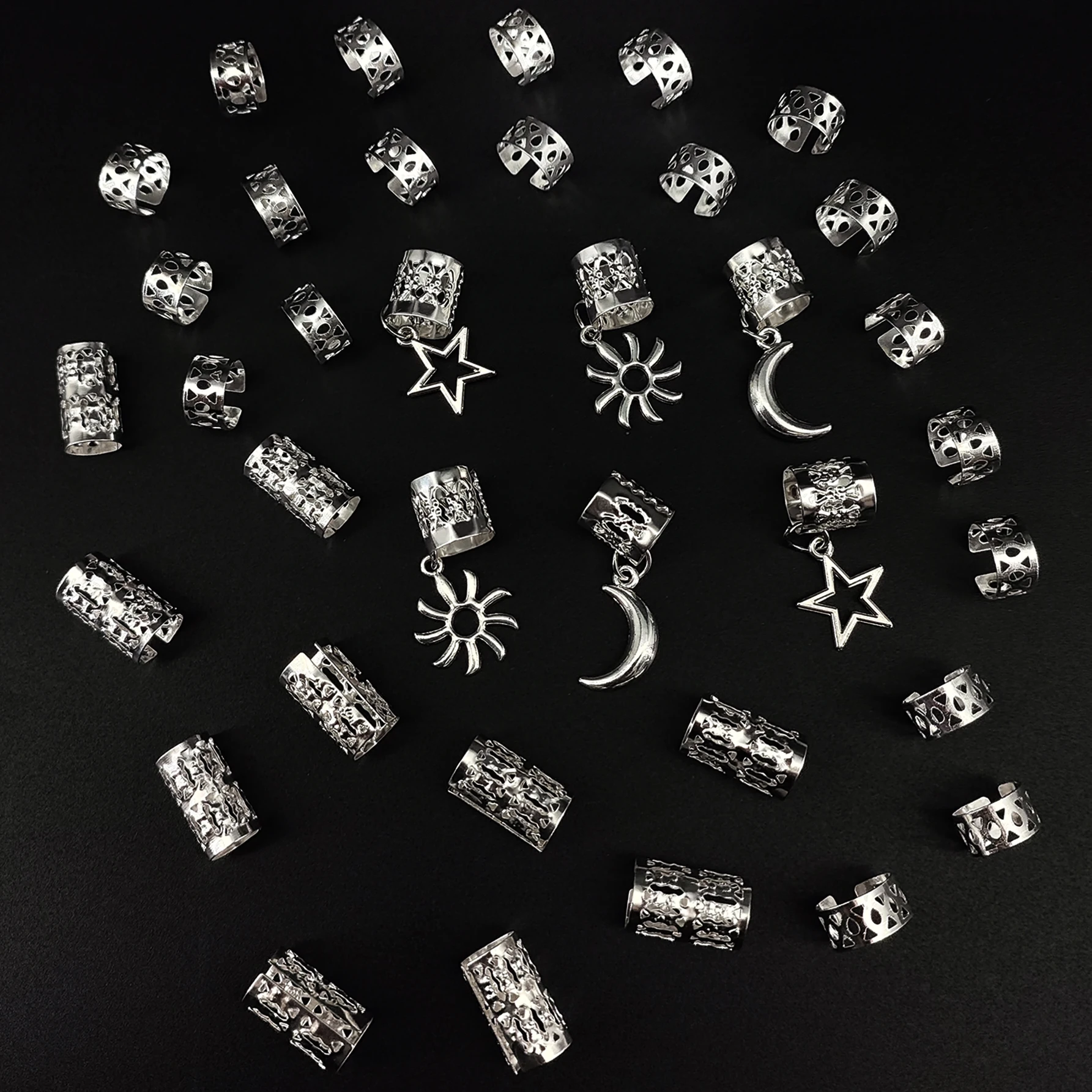 36pcs Stars Moon Sun Street Style Metal Simple Hair Jewelry Accessories for women girls Music festival Ramadan