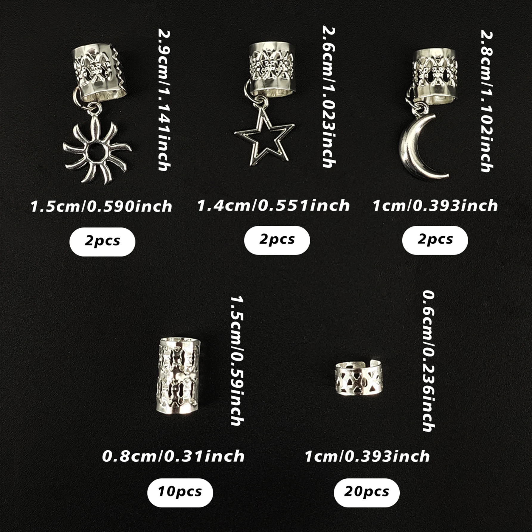 36pcs Stars Moon Sun Street Style Metal Simple Hair Jewelry Accessories for women girls Music festival Ramadan