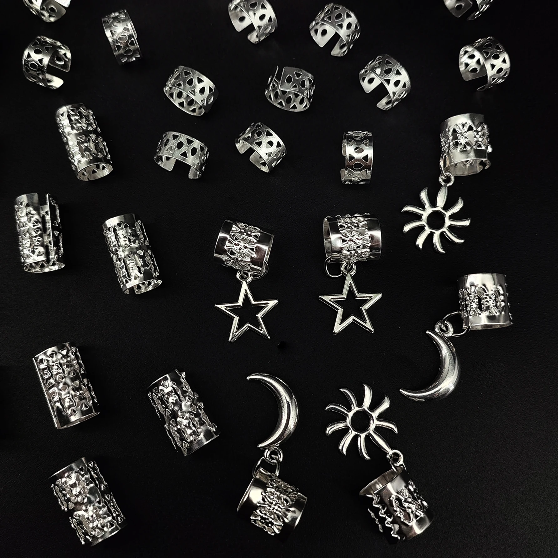 36pcs Stars Moon Sun Street Style Metal Simple Hair Jewelry Accessories for women girls Music festival Ramadan