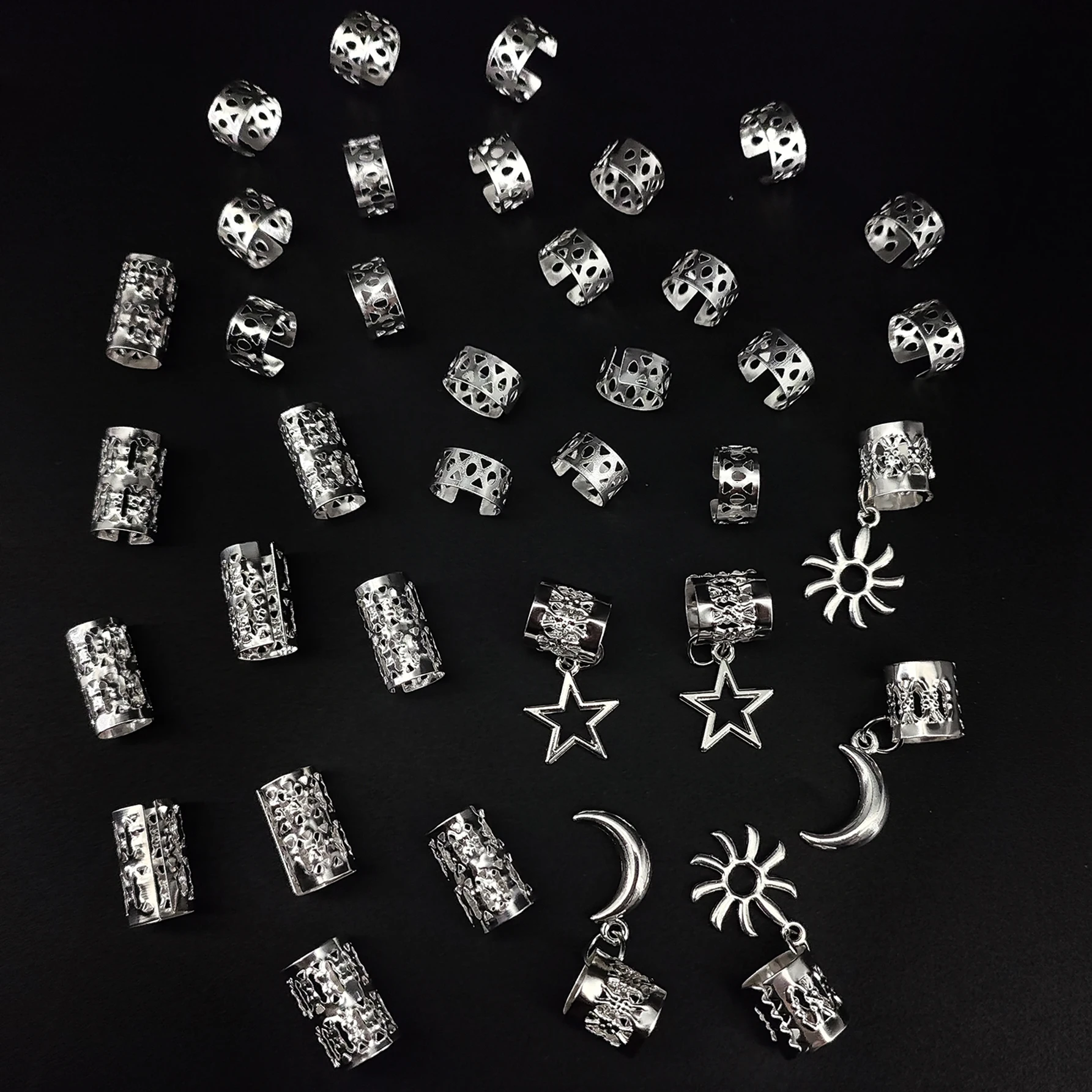 36pcs Stars Moon Sun Street Style Metal Simple Hair Jewelry Accessories for women girls Music festival Ramadan