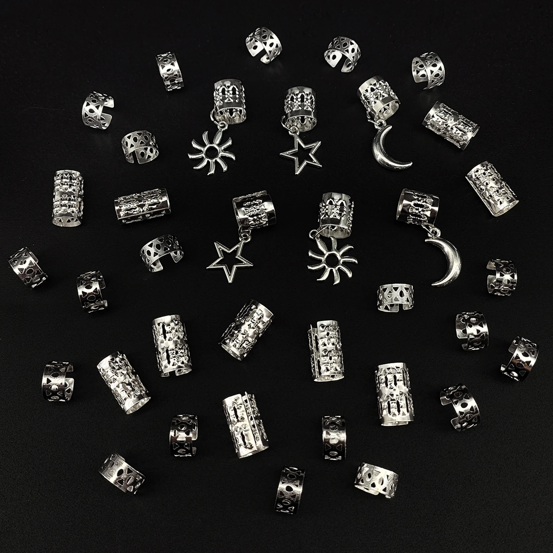 36pcs Stars Moon Sun Street Style Metal Simple Hair Jewelry Accessories for women girls Music festival Ramadan