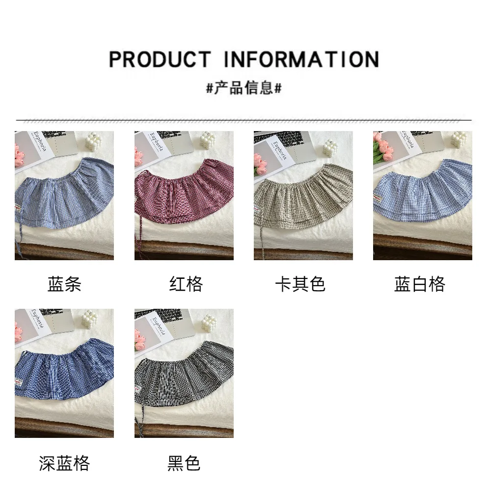 Korea Style 2025 New Fashionable Retro Lace-up Plaid Decorative Double-Layer Fart Curtain Cotton Skirt Women's Fashion Skirt