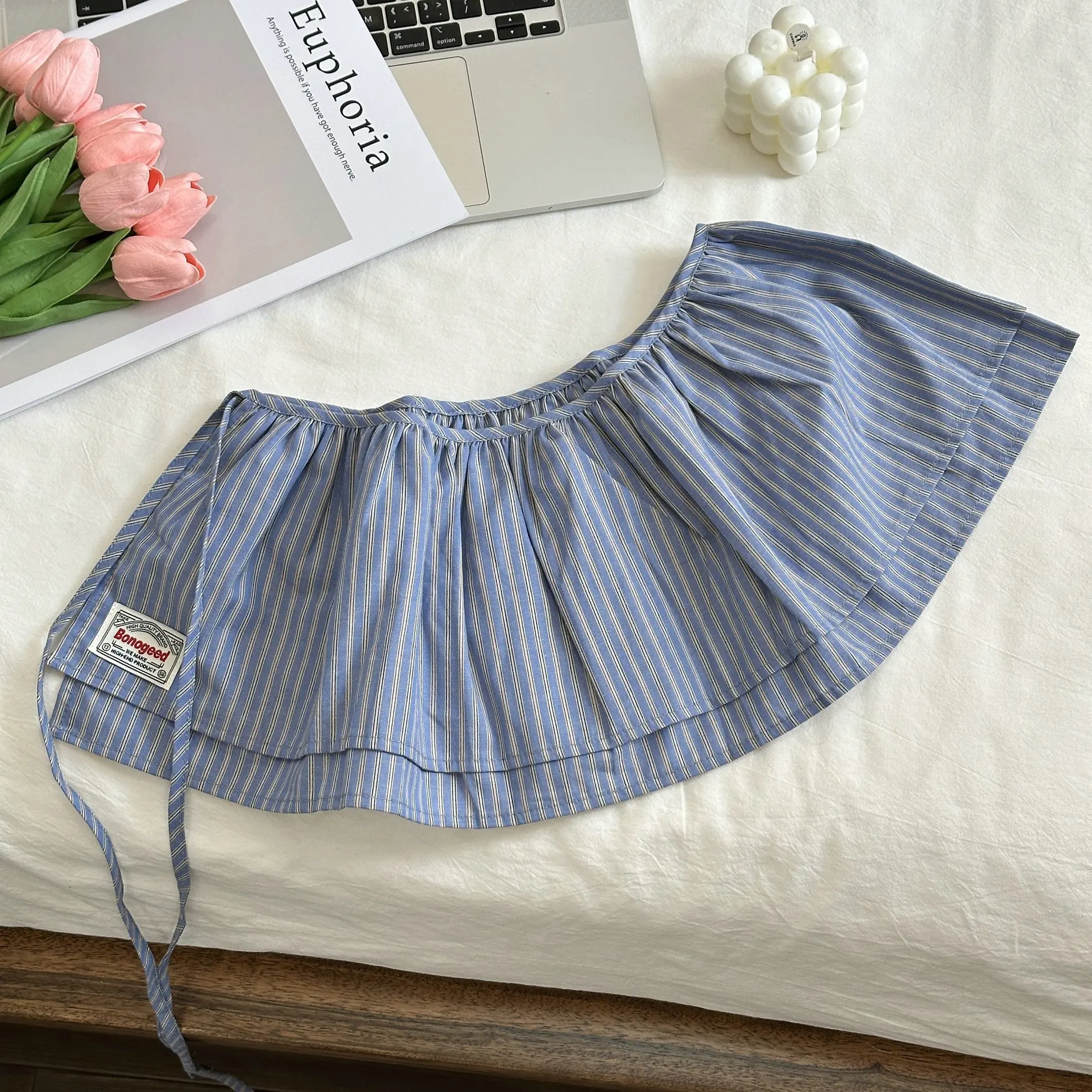 Korea Style 2025 New Fashionable Retro Lace-up Plaid Decorative Double-Layer Fart Curtain Cotton Skirt Women's Fashion Skirt