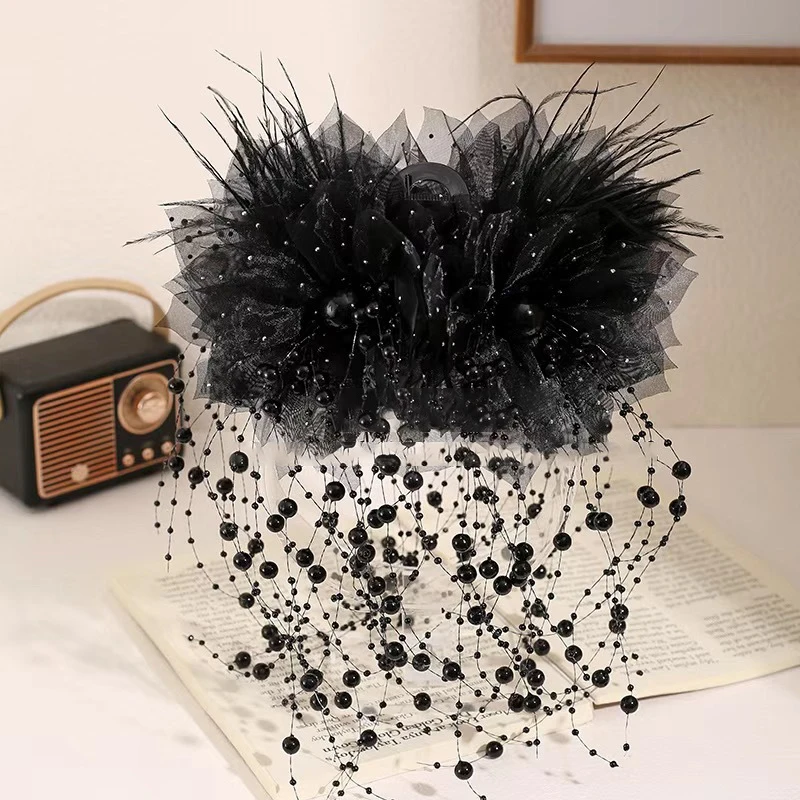 Feather Tassel Hair Claw Exaggerated Fairy Large Floral Shark Clip Hair Accessorie