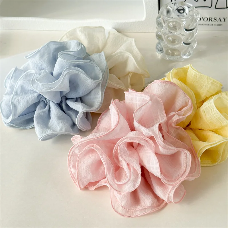 Korean Fashion Scrunchies For Women Heigh Elastic Hair Ties Ponytail Holder Headwear Double Fold Scrunchie Girl Hair Accessories