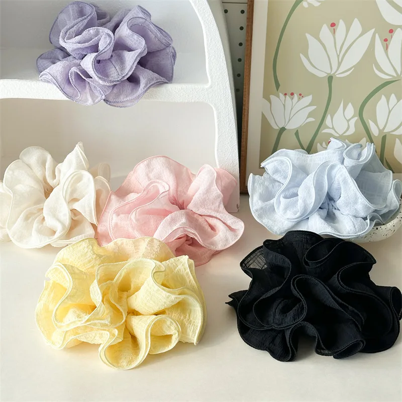 Korean Fashion Scrunchies For Women Heigh Elastic Hair Ties Ponytail Holder Headwear Double Fold Scrunchie Girl Hair Accessories