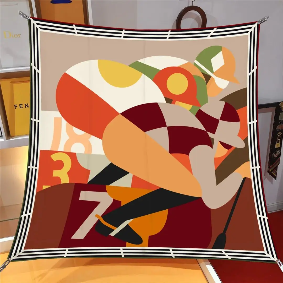 90*90CM Kerchief Four Seasons Luxury Square Silk Scarves Europe And America Fashion Bandannas New Twill Print Sunscreen Shawls