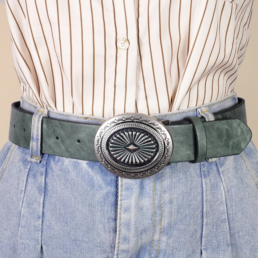 Vintage Simia Carving Western Style Casual Belt Classic Decorative Belt Dress Jeans Shirt Accessories
