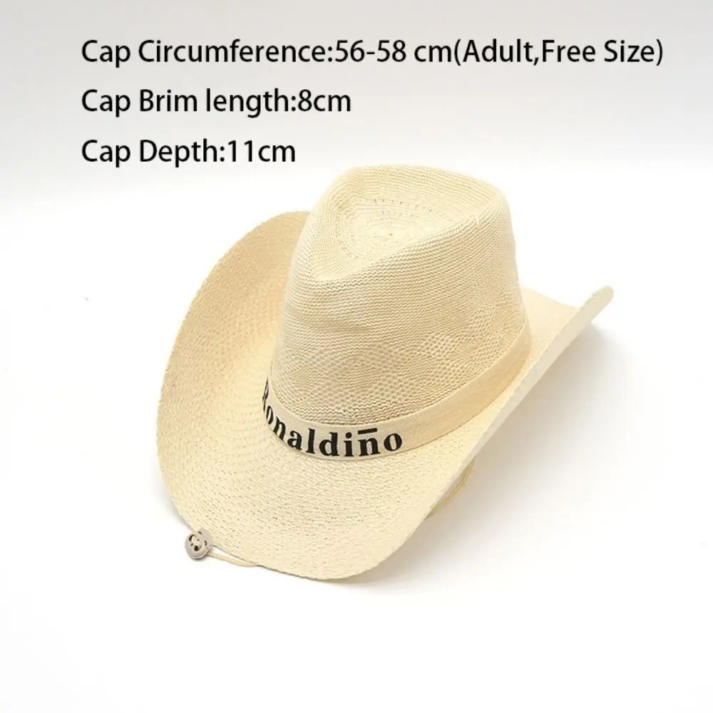 Summer Jazz Hat UV Protection Sun Hat Wide Brim Breathable Straw Cap Travel Outdoor Western Cowboy Hat Men Women Beach Cap