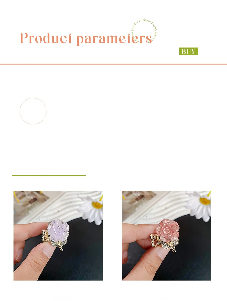 Rhinestone Metal Rose Small Hair Claws Women Girls Sweet Flower Hair Clips Hairpins Hair Accessories Women Headwear Gifts