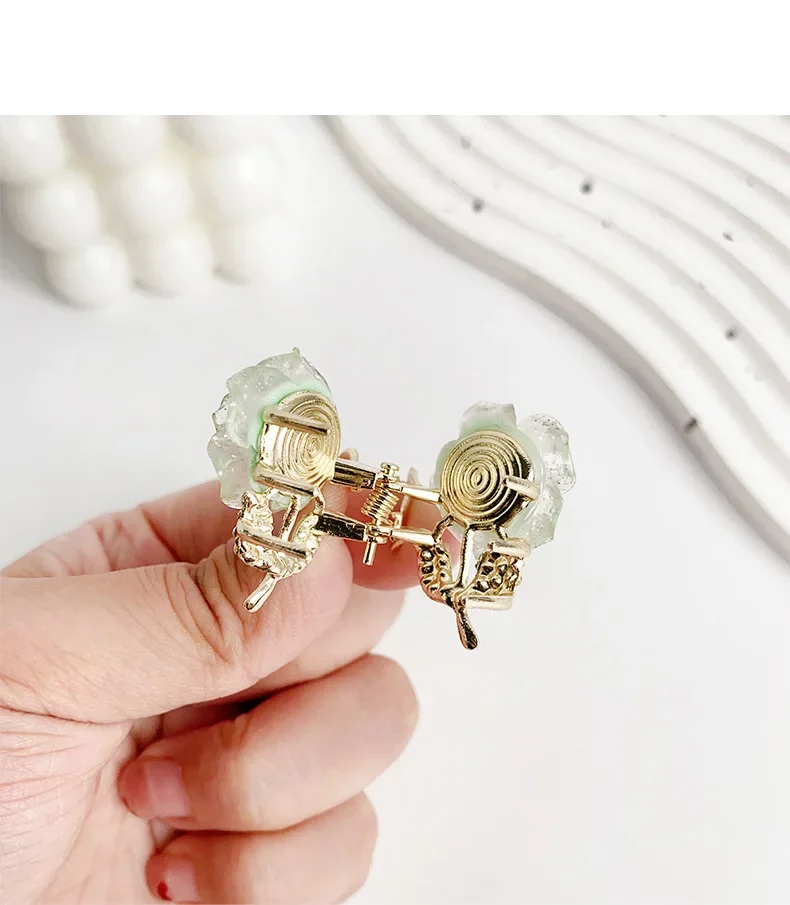 Rhinestone Metal Rose Small Hair Claws Women Girls Sweet Flower Hair Clips Hairpins Hair Accessories Women Headwear Gifts