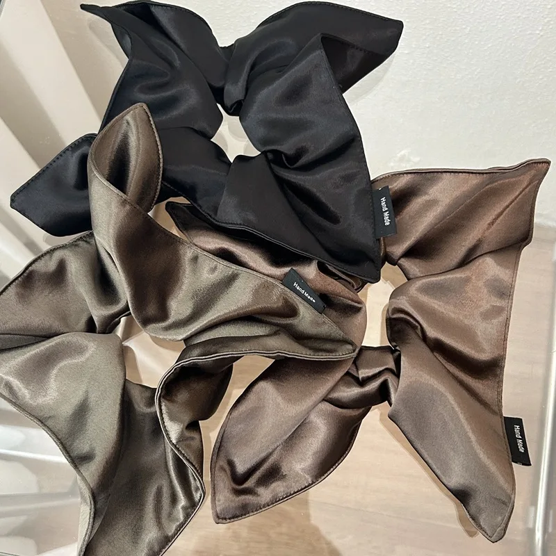 Satin Silk Square Scrunchies Elastic Hair Bands Women Girls Solid Ponytail Holder Large Hair Ties Rope Hair Accessories Fashion