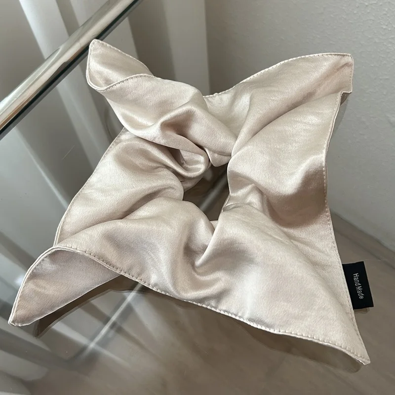 Satin Silk Square Scrunchies Elastic Hair Bands Women Girls Solid Ponytail Holder Large Hair Ties Rope Hair Accessories Fashion