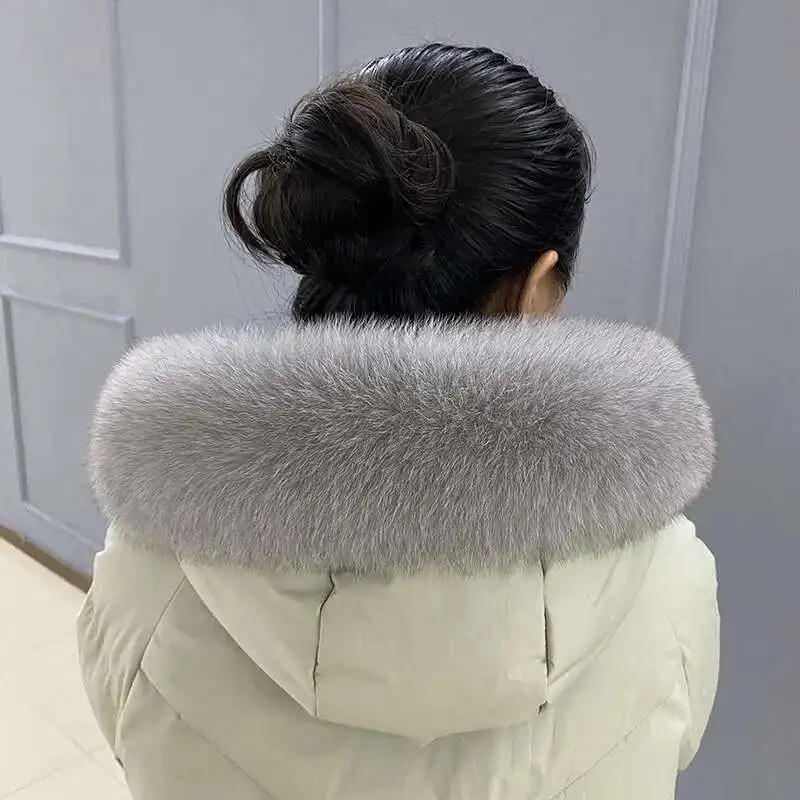 Real Fox Fur Collar For Coat Hood Decors Women Men Winter Luxury Fur Scarf Genuine Female Furry 100% Natural Fur Scarves Shawls