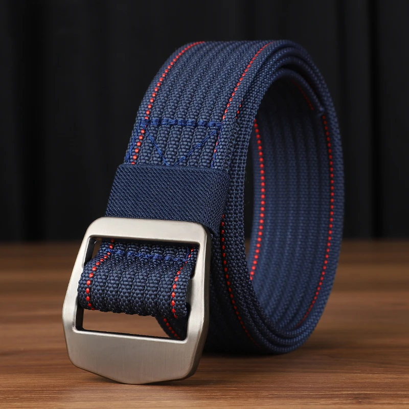 buckle canvas belt male business nylon non-perforated non-perforated belt students knitting jeans belt female suitable for men's