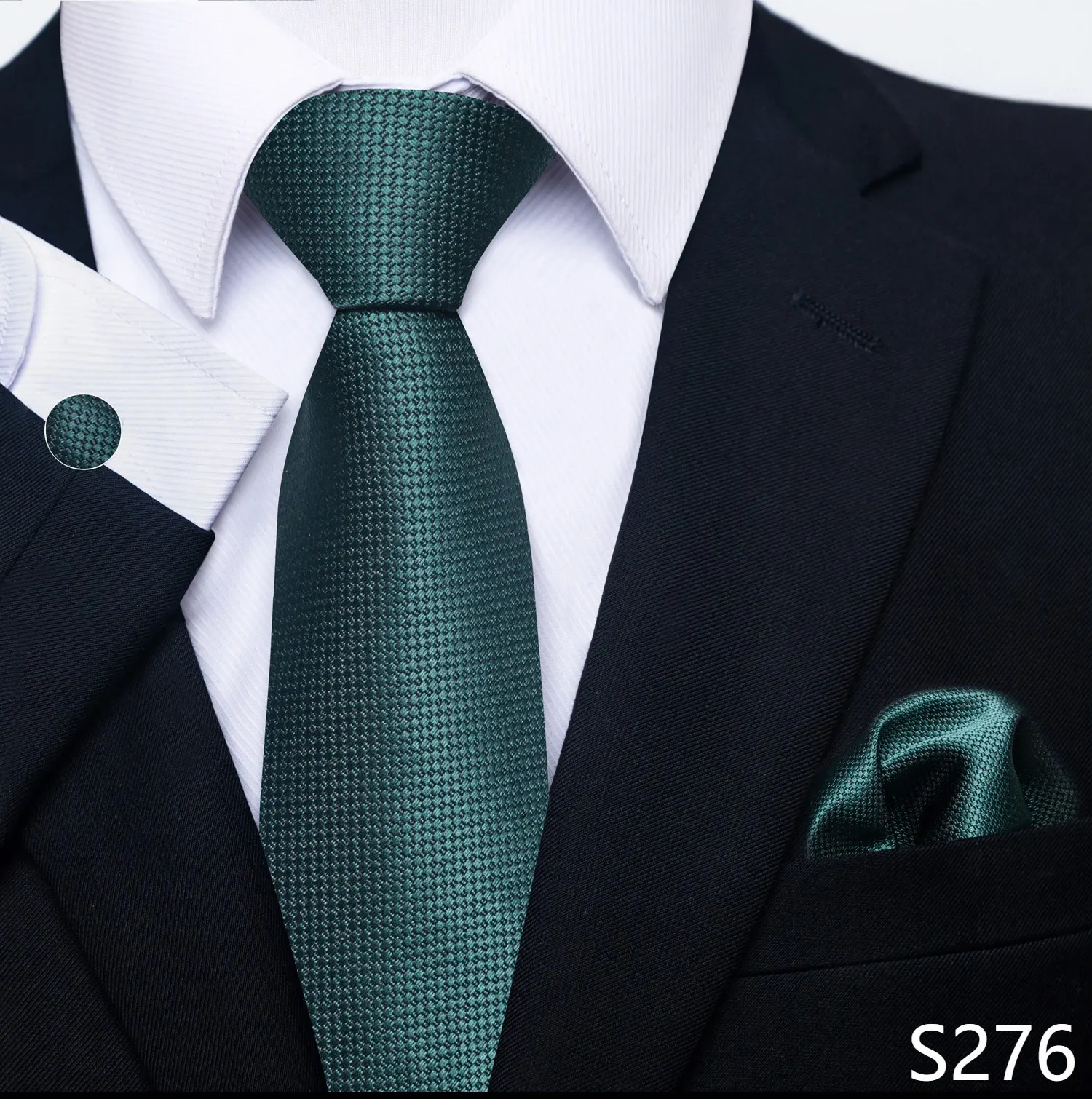 New Style Fashion Brand Tie For Men Green Floral Tie Pocket Squares Cuffilinks Set Necktie Suit Accessories Fit Formal Party