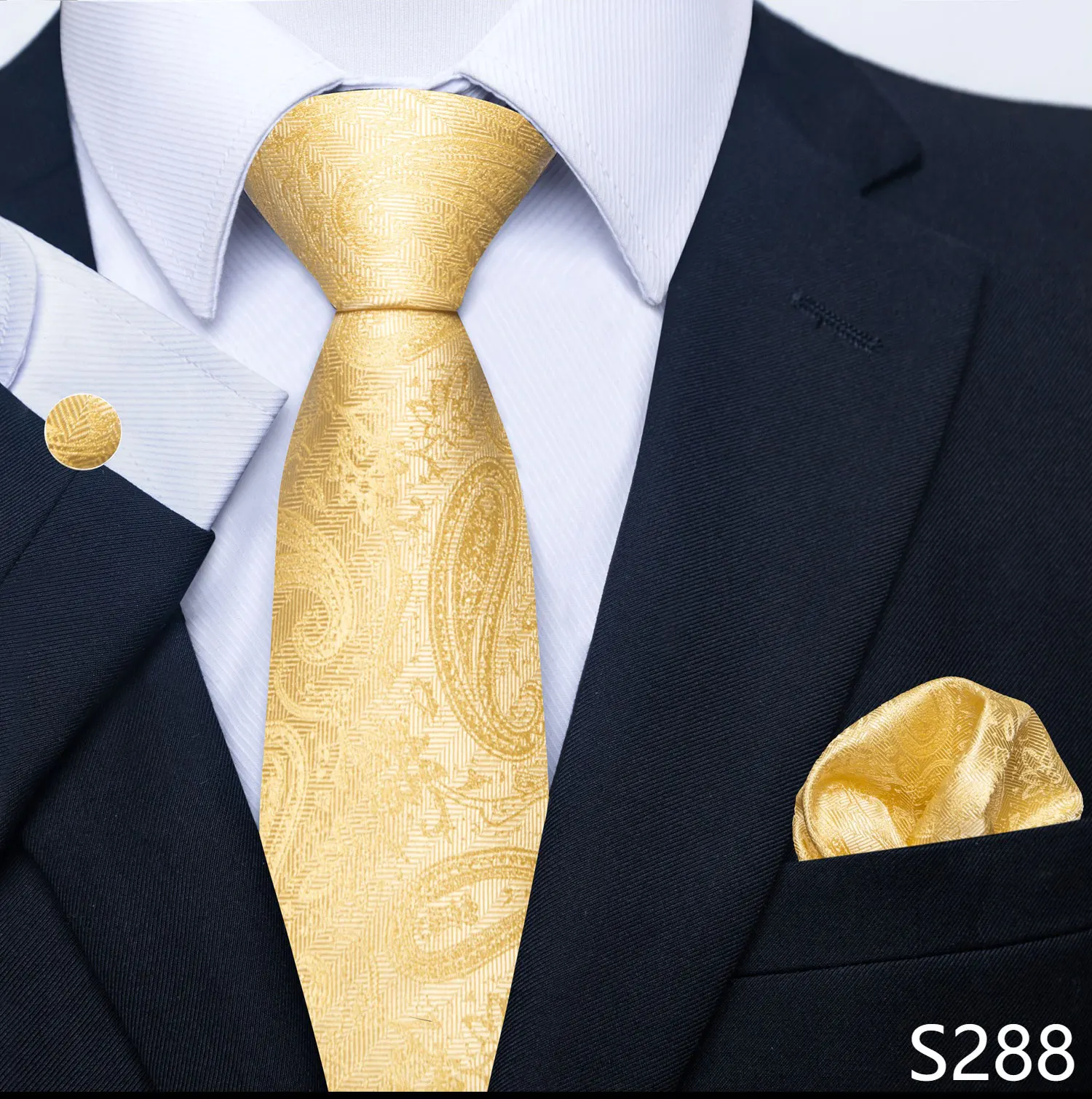 New Style Fashion Brand Tie For Men Green Floral Tie Pocket Squares Cuffilinks Set Necktie Suit Accessories Fit Formal Party