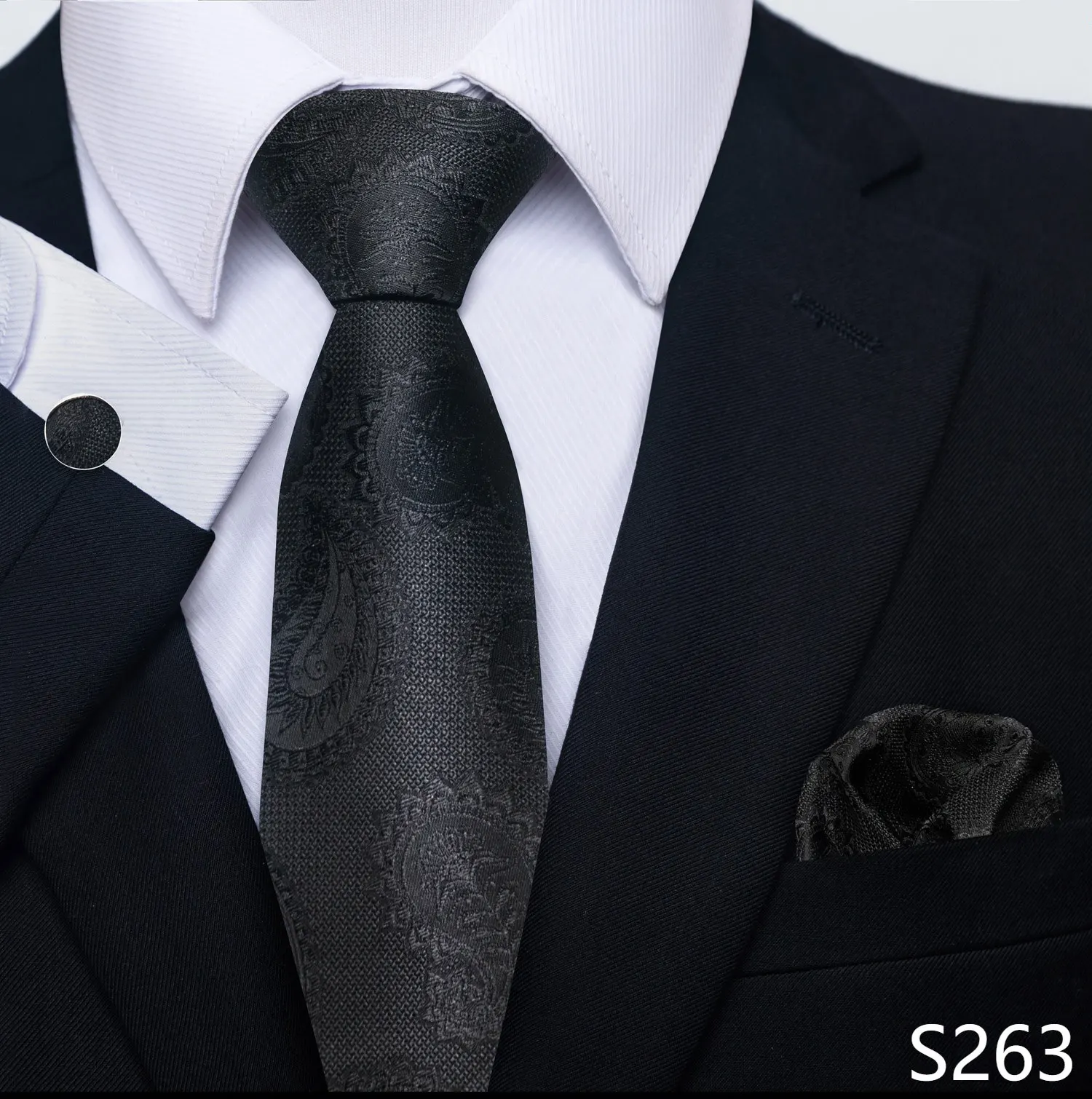 New Style Fashion Brand Tie For Men Green Floral Tie Pocket Squares Cuffilinks Set Necktie Suit Accessories Fit Formal Party