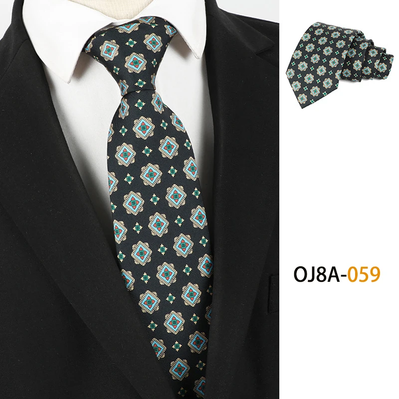 Fashion 8CM Mens Necktie Good Handfeel Print Patterns Classic Ties For Man Polyester Floral Formal Business Wedding Accessories