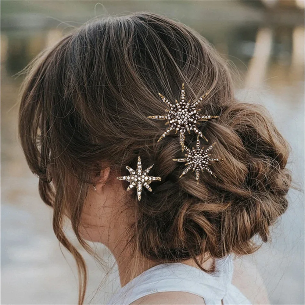 3Pcs/set Luxury Hair Clip Pins Crystal Snowflake Hairpins  Wedding Hair Jewelry Gift Headwear Barrettes Ornament Accessories