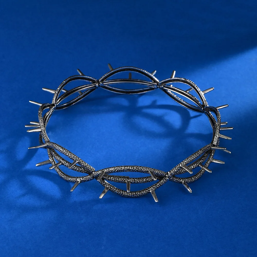 Kendrick Lamar Style Thorn Elf King Crown – Retro Two-Dimensional Men's Hair Jewelry Large Round Fantasy Headband for Cosplay
