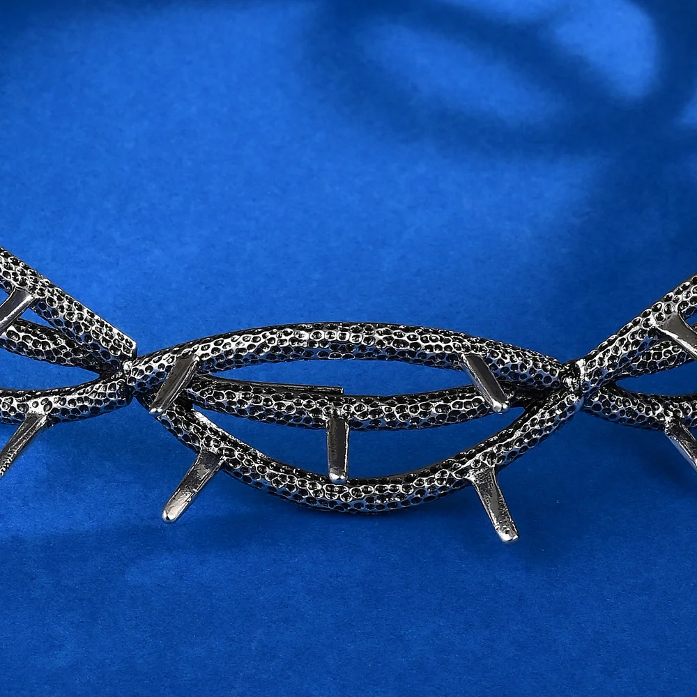 Kendrick Lamar Style Thorn Elf King Crown – Retro Two-Dimensional Men's Hair Jewelry Large Round Fantasy Headband for Cosplay