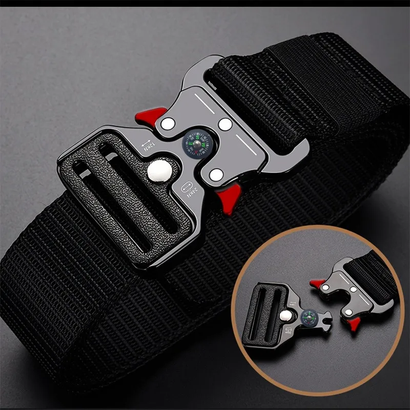 Men's Belt Outdoor Multi Function Compass Belt High Quality Canvas For Nylon Male Luxury Belts Women's Sports Jeans Neutral Belt