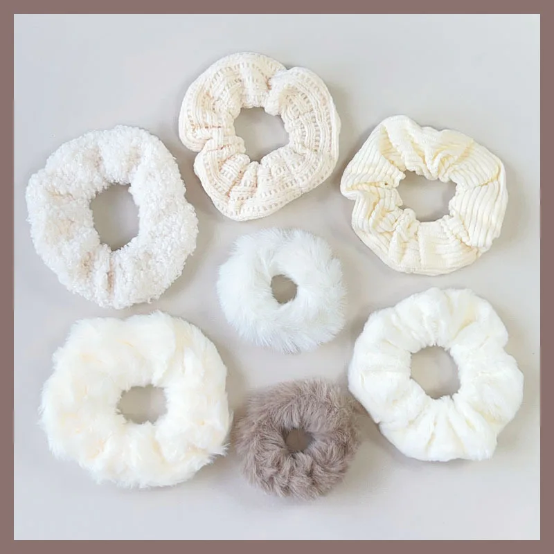 7 Pcs/Set Women Hair Scrunchies Set Plush Solid Hair Band for Girls Ponytail Holder Rubber Bands Hair Ties Hair Accessories