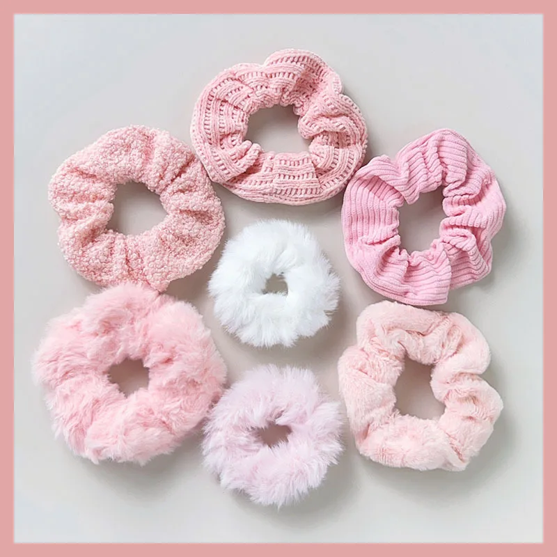 7 Pcs/Set Women Hair Scrunchies Set Plush Solid Hair Band for Girls Ponytail Holder Rubber Bands Hair Ties Hair Accessories
