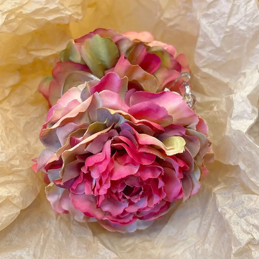 French Elegant Peony Flower Hair Claw Beautiful Simulation Flowers Hair Claw Clip Chic Summer Beach Headpiece for Women Girls