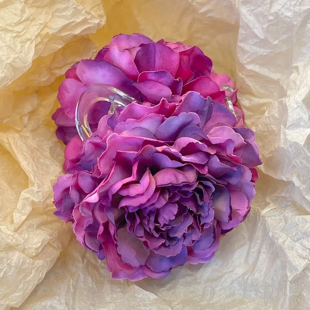 French Elegant Peony Flower Hair Claw Beautiful Simulation Flowers Hair Claw Clip Chic Summer Beach Headpiece for Women Girls