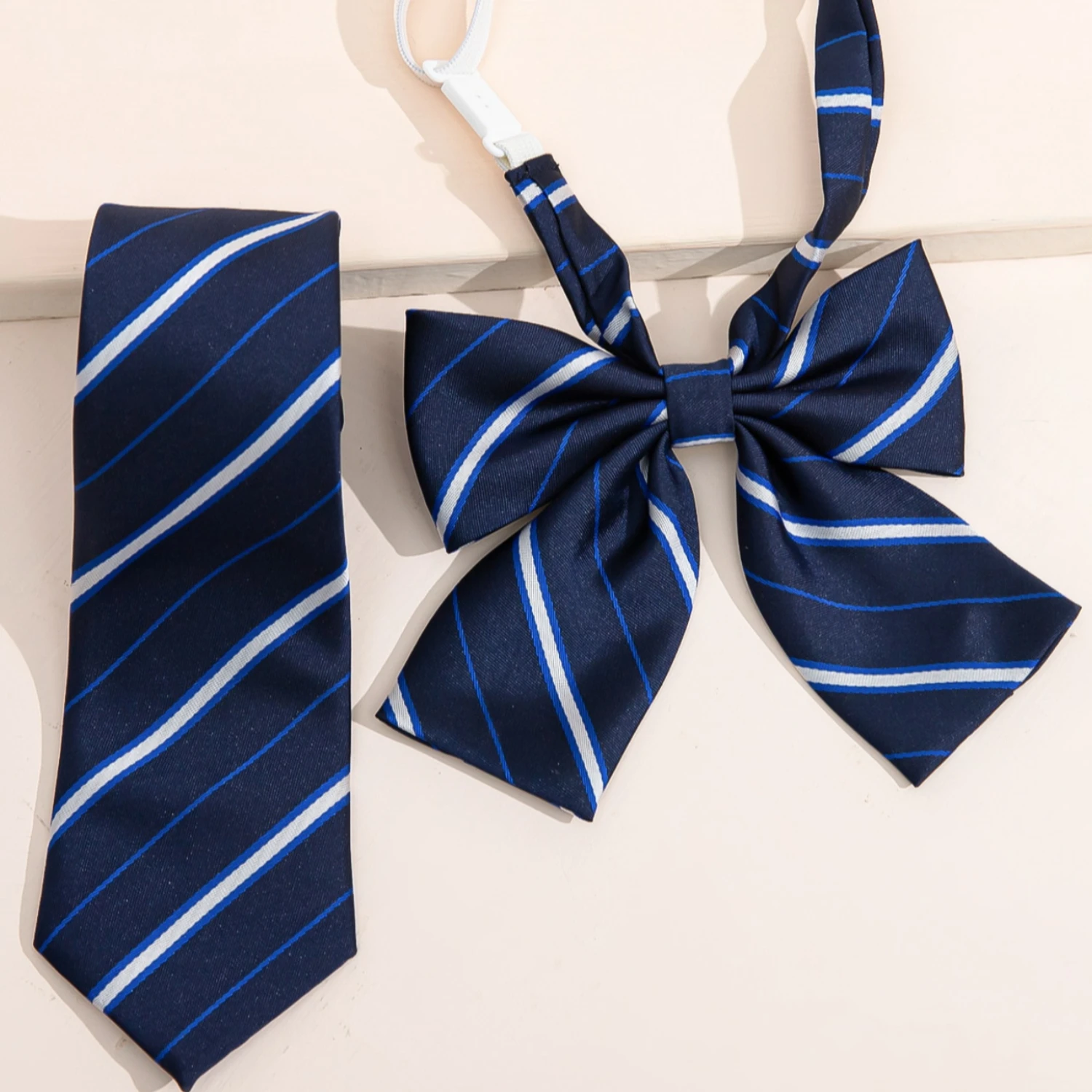 Handcrafted JK-style Striped Necktie & Bow Tie - Youthful School Uniform Accessory