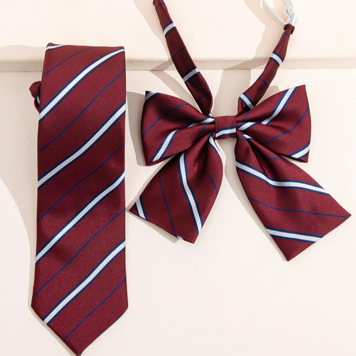 Handcrafted JK-style Striped Necktie & Bow Tie - Youthful School Uniform Accessory