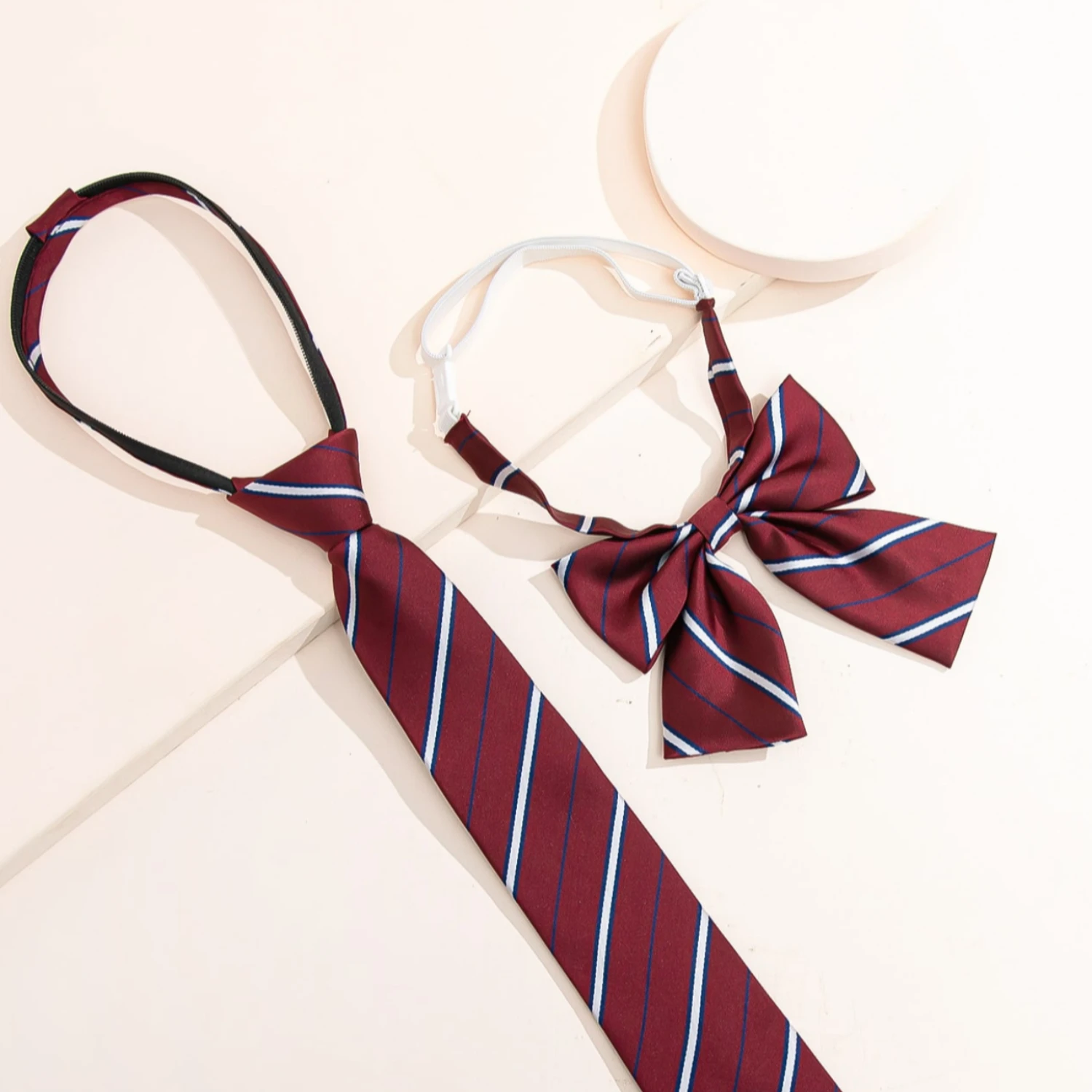 Handcrafted JK-style Striped Necktie & Bow Tie - Youthful School Uniform Accessory