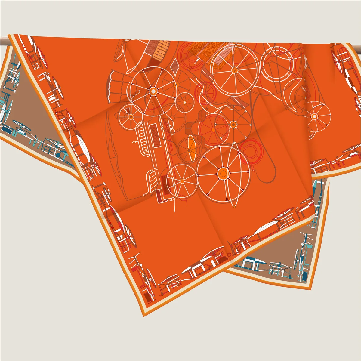 New Brand Two-sided Print Headband Scarf Women Fashion 90*90cm Silk Hijab Bandana Neckerhicef Sun Protection Shawl Headscarf
