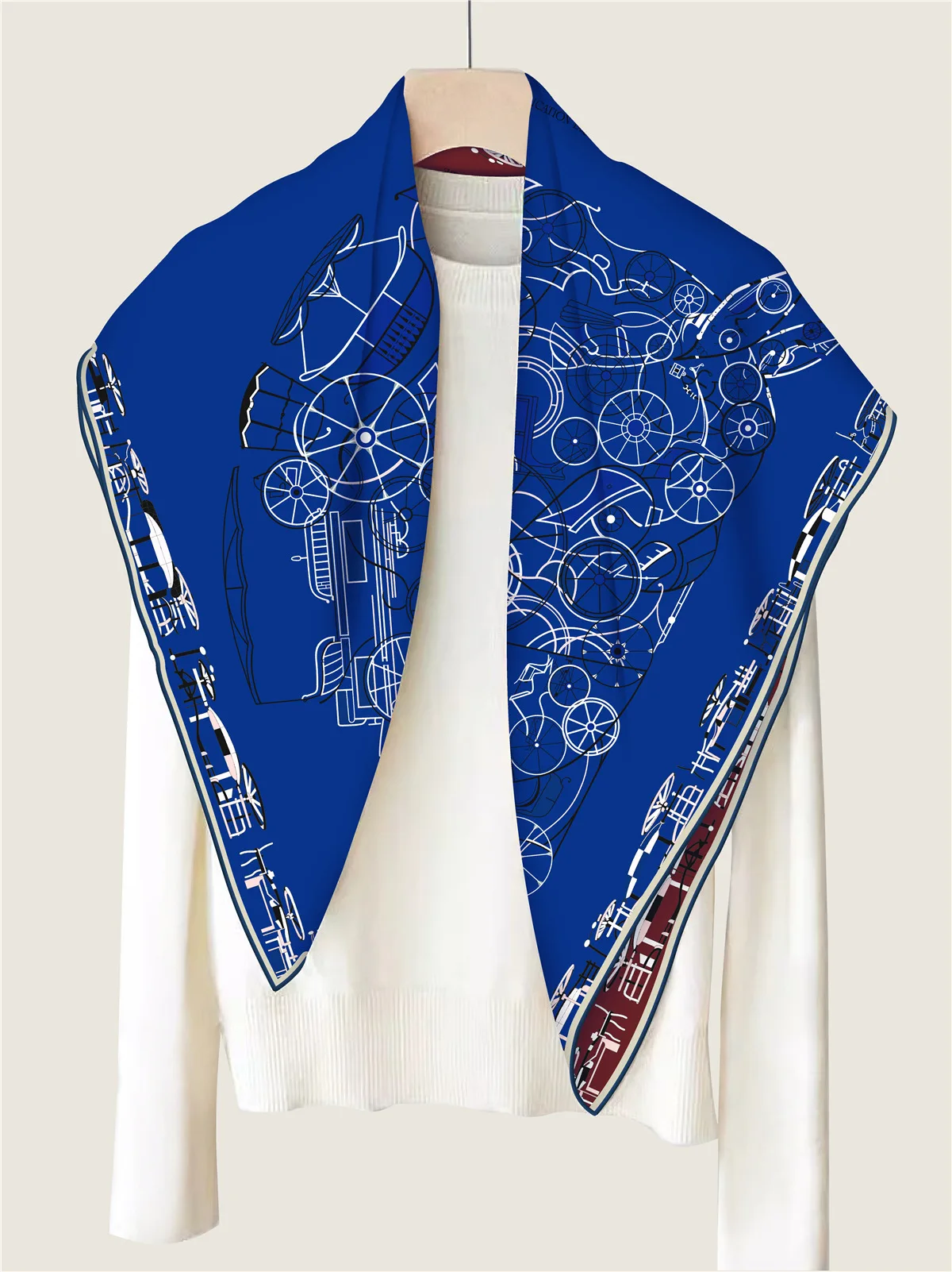 New Brand Two-sided Print Headband Scarf Women Fashion 90*90cm Silk Hijab Bandana Neckerhicef Sun Protection Shawl Headscarf