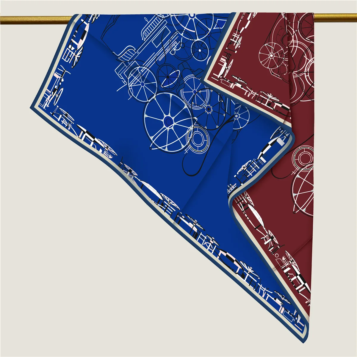 New Brand Two-sided Print Headband Scarf Women Fashion 90*90cm Silk Hijab Bandana Neckerhicef Sun Protection Shawl Headscarf