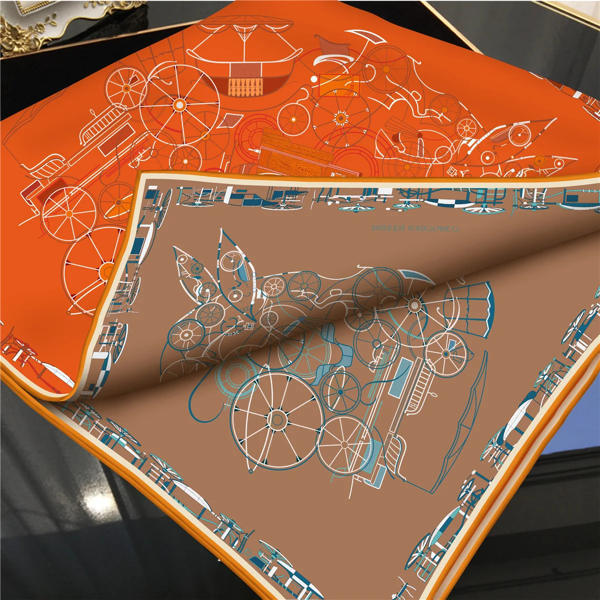 New Brand Two-sided Print Headband Scarf Women Fashion 90*90cm Silk Hijab Bandana Neckerhicef Sun Protection Shawl Headscarf