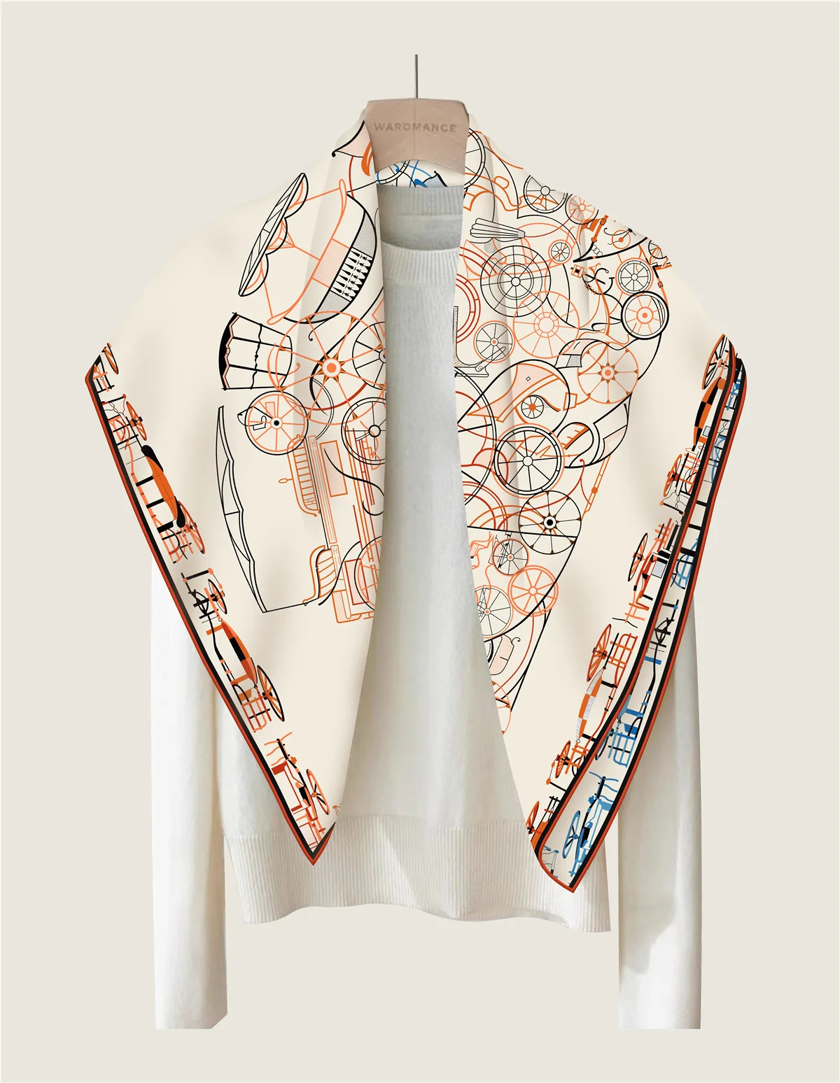 New Brand Two-sided Print Headband Scarf Women Fashion 90*90cm Silk Hijab Bandana Neckerhicef Sun Protection Shawl Headscarf