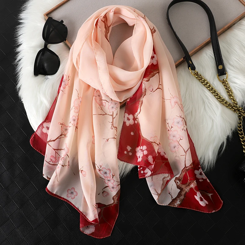 Print Chiffon Hijabs for Women Camping Sunscreen Silk Scarf Islam Khimar Turban Long Wrap Beach Travel Outdoor Hair Accessories