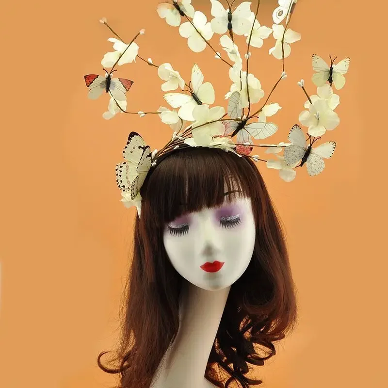 Cool Fairy Princess Antlers Hairband Tree Branches Butterfly Headband Hair Accessories Gothic Headpiece