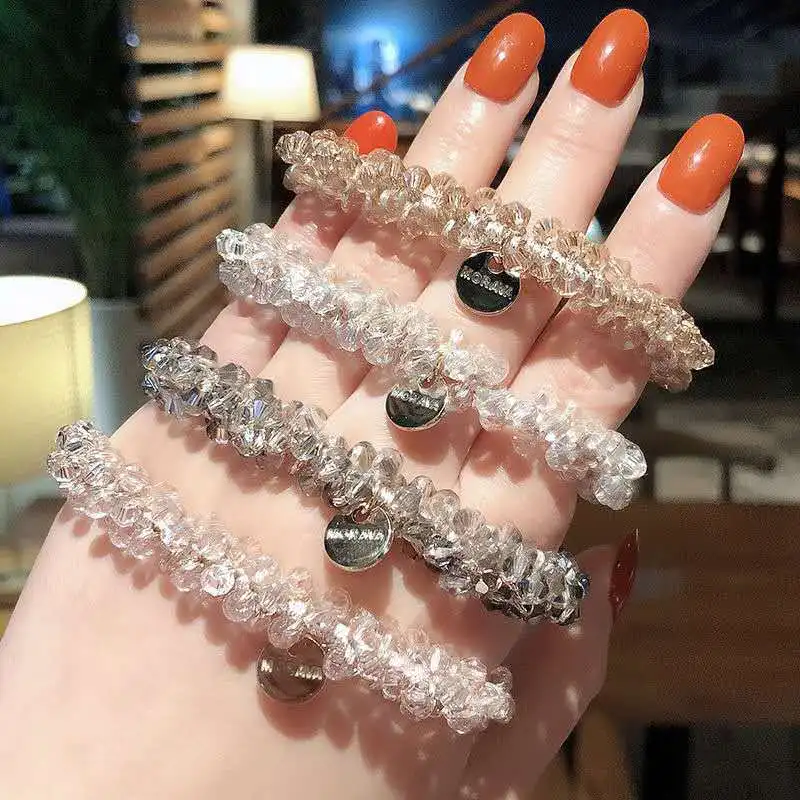 3pcs/set Crystal Pearl Beads Elastic Bands Scrunchies Hair Accessories Women Ponytail Holder Headwear