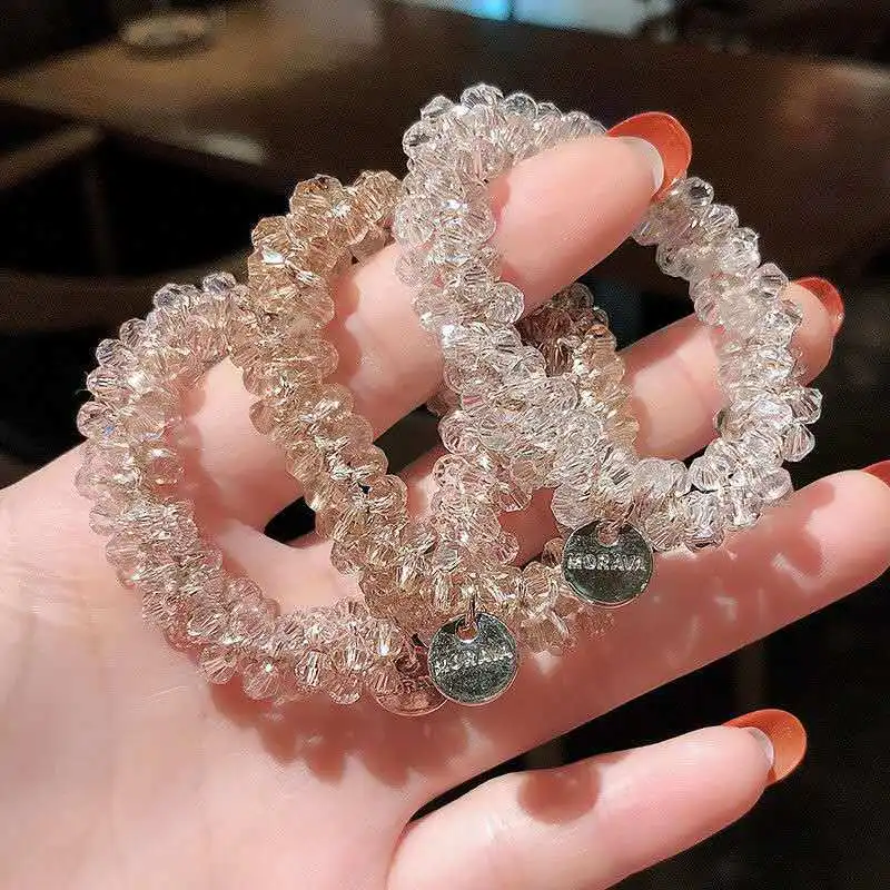 3pcs/set Crystal Pearl Beads Elastic Bands Scrunchies Hair Accessories Women Ponytail Holder Headwear