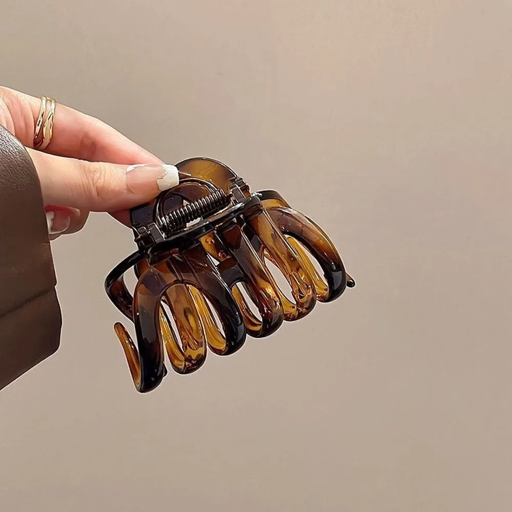 Acrylic Pumpkin Hair Clips Hollowed Simple Fashion Hair Claw For Women Vintage Temperament Shark Y2k Trendy Hair Volume Clips