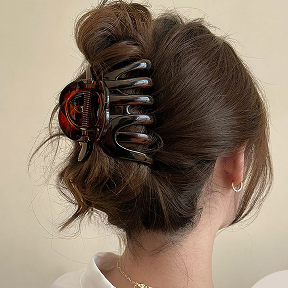 Acrylic Pumpkin Hair Clips Hollowed Simple Fashion Hair Claw For Women Vintage Temperament Shark Y2k Trendy Hair Volume Clips