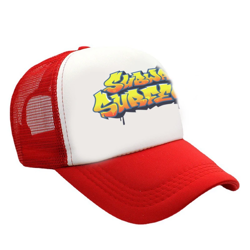 Subway Surfers Logo Trucker Cap Unisex Video Game Hats Sun Hats Golf Hats Adjustable Polyester Mesh Baseball Cap Summer