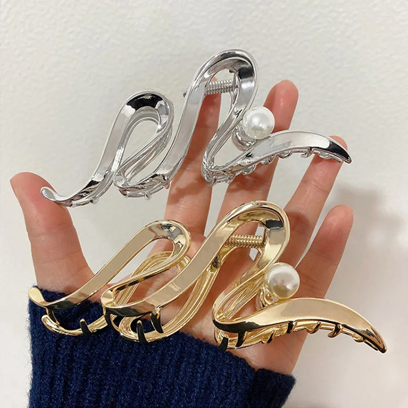 New Women Elegant Geometric Bow Hair Claws Vintage Simple Hair Clip Grab Large Metal Hairpins Barrettes Fashion Hair Accessories