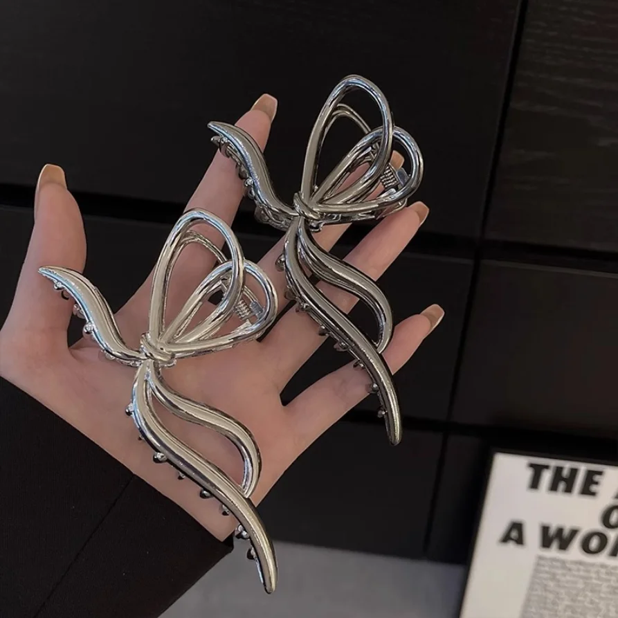 New Women Elegant Geometric Bow Hair Claws Vintage Simple Hair Clip Grab Large Metal Hairpins Barrettes Fashion Hair Accessories