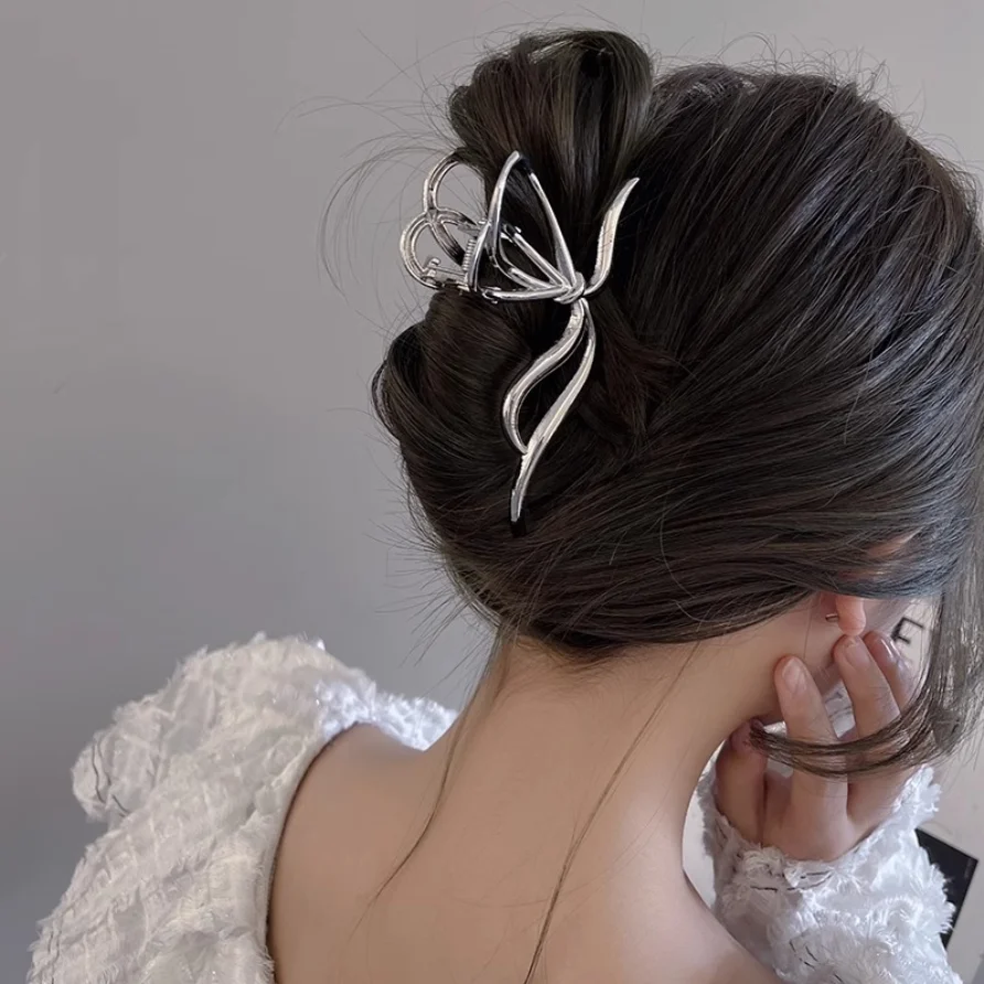 New Women Elegant Geometric Bow Hair Claws Vintage Simple Hair Clip Grab Large Metal Hairpins Barrettes Fashion Hair Accessories