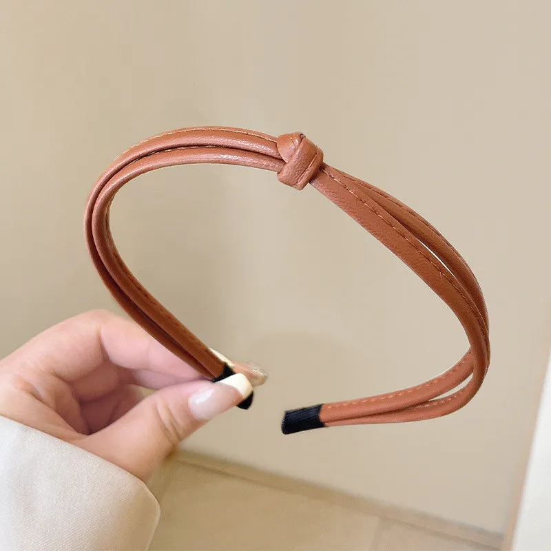 Sweet And Cool PU Leather Narrow Edge Headband for Women Elegant Simple Face Wash Headband Fashionable Girl Hair Band Hair Acces
